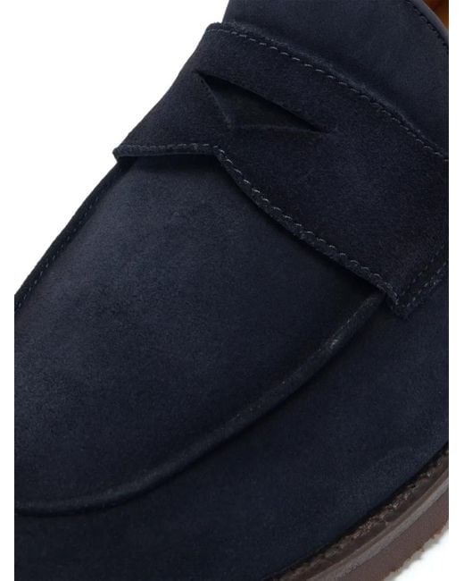 Magnanni Shoes Blue Cervan Suede Penny Loafers for men
