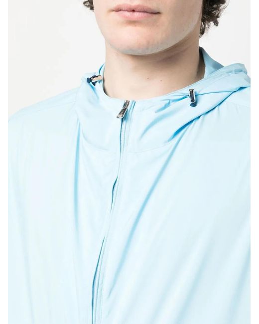 Fedeli Blue One-Tone Zip-Up Jacket for men