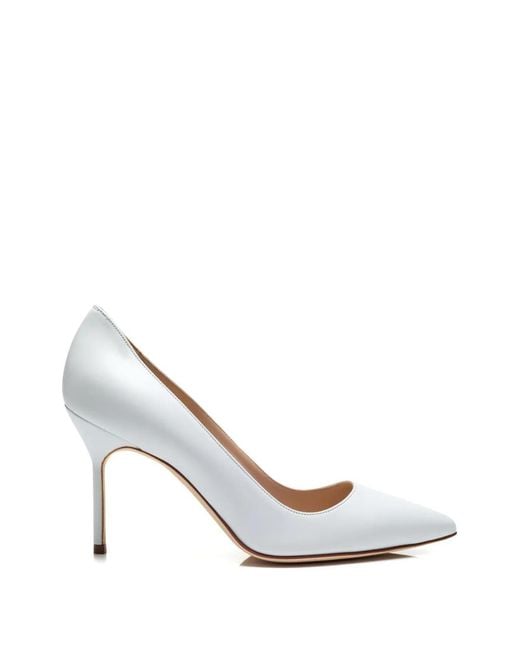 Manolo Blahnik White Pointed-Toe Pumps