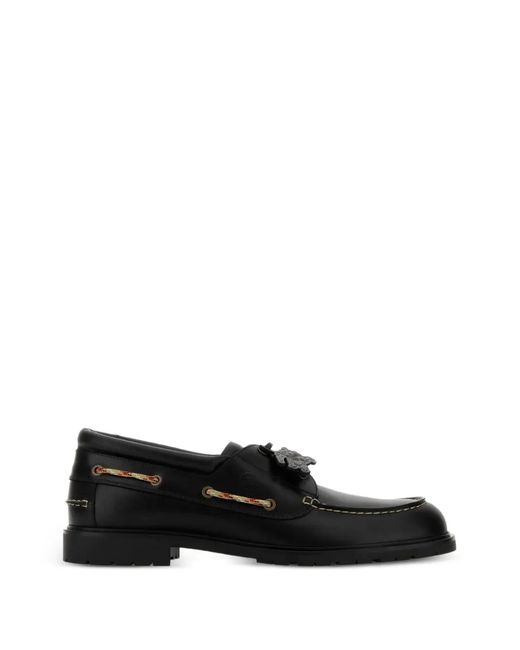 Burberry Black Skip-Lacing Boat Shoes for men