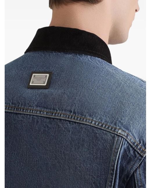 Veste En Jean À Col Côtelé Dolce & Gabbana pour homme en coloris Blue