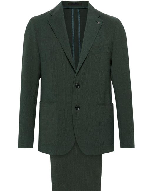 Tagliatore Green Seersucker Single-breasted Suit for men