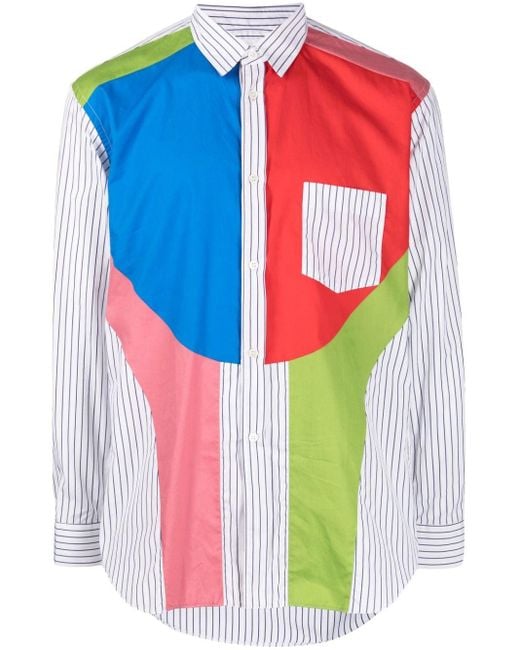 Camicia a righe con design color-block di Comme des Garçons in Blue da Uomo
