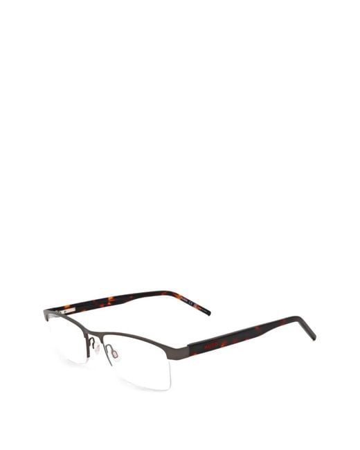 HUGO White Rectangle-Frame Glasses for men