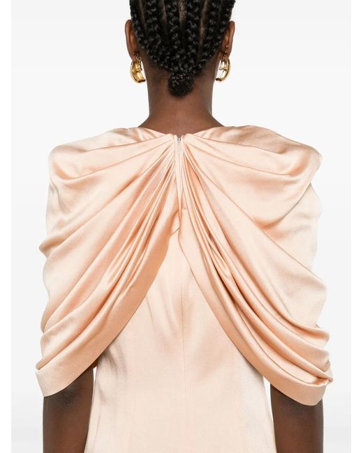 Stella McCartney Natural Draped Satin Mini Dress