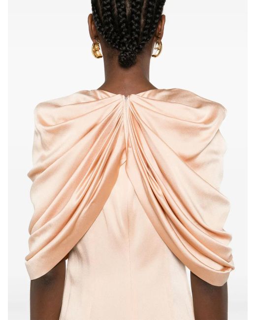 Stella McCartney Natural Draped Satin Mini Dress