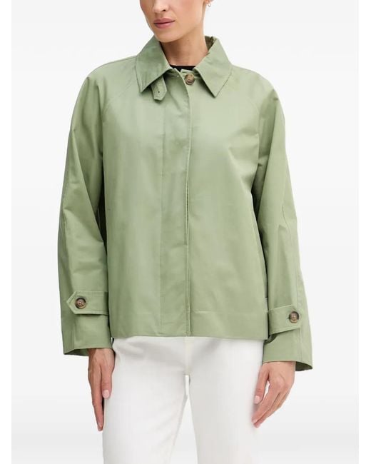 Benetton Green Button-Fastening Raglan-Sleeve Coat