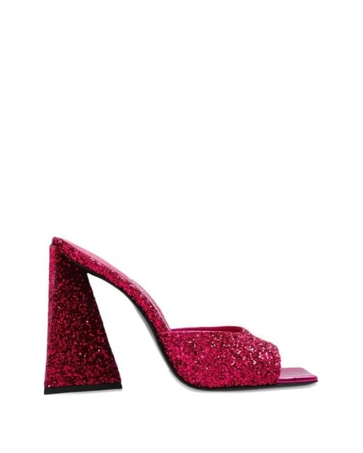 The Attico Pink Devon Glitter-Finish Mules
