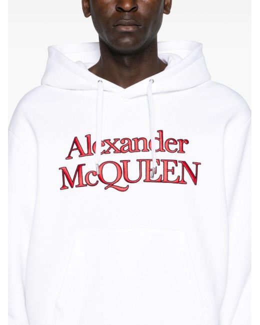 Alexander McQueen Hoodie mit Logo-Stickerei in White für Herren