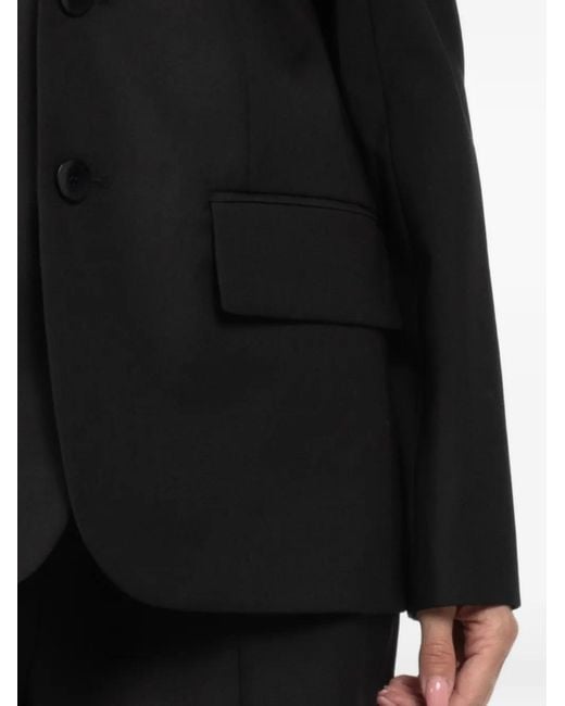 Tibi Black Button-Fastening Flap-Pocket Blazer