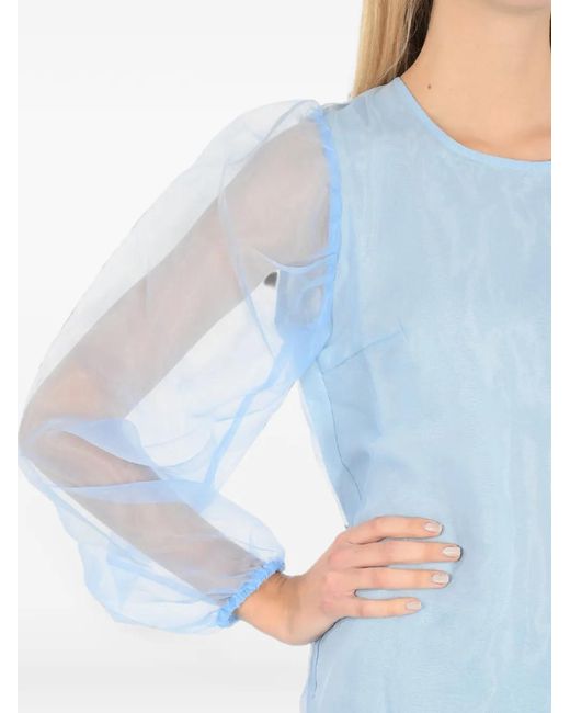 Baum und Pferdgarten Blue Sheer Puff-Sleeve Blouse
