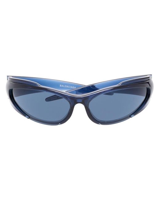 Balenciaga Blue Reverse Xpander Rectangle-frame Sunglasses