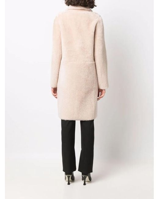 Liska Natural Single-Breasted Shearling Coat