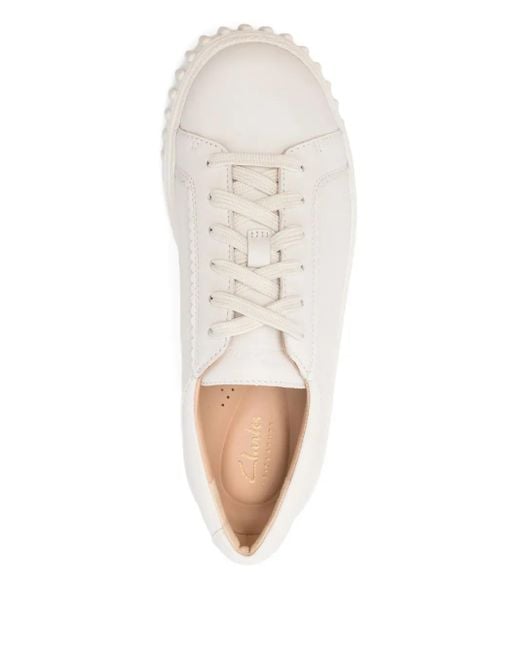 Clarks White Mayhill Lace-Up Platform Sneakers