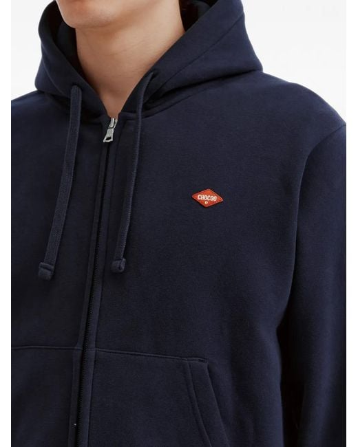 Chocoolate Blue Logo-Patch Zip-Up Hoodie for men