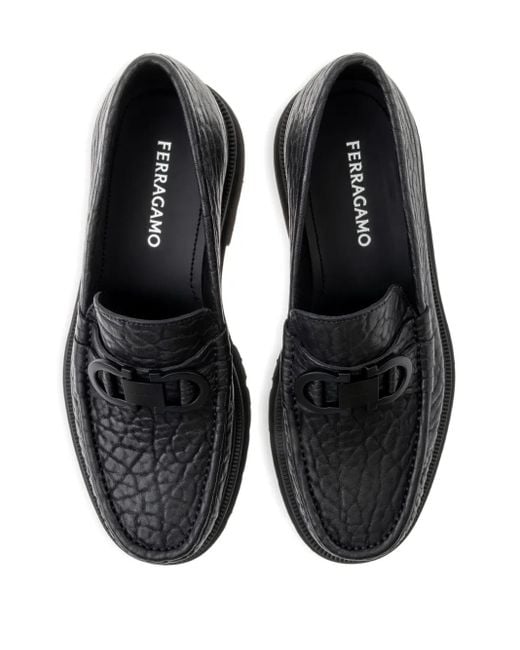 Ferragamo Black Moccasin With Gancini Ornament for men
