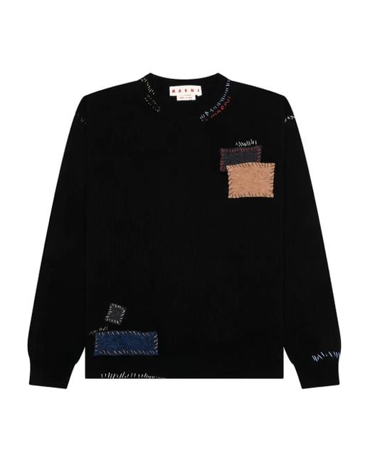 Jersey con detalle de parche Marni de hombre de color Black