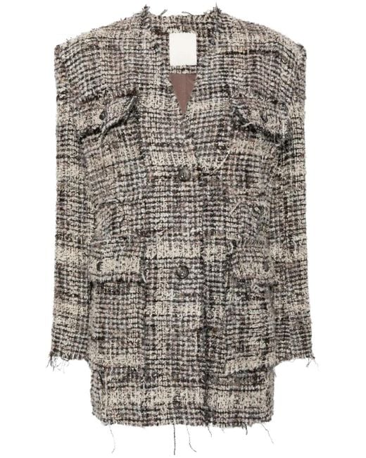 JNBY Gray V-Neck Tweed Jacket