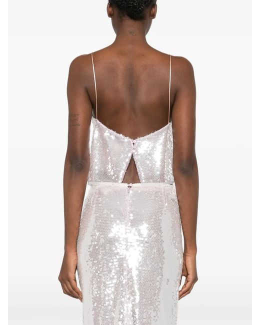 Forte_forte White Sequin Strap Top