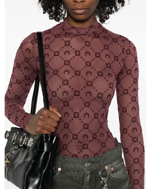 MARINE SERRE Red Moonogram Long-Sleeve Top