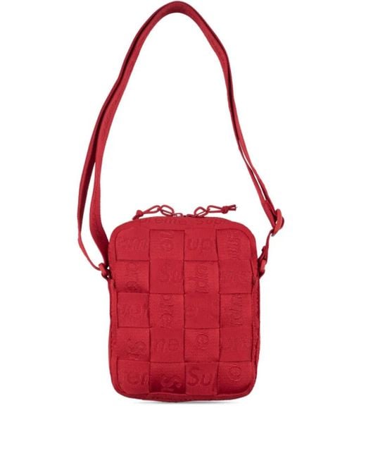 メンズ Supreme ウーブン メッセンジャーバッグ Red