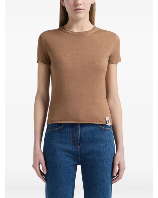 Bally Brown Short-Sleeved Knitted T-Shirt