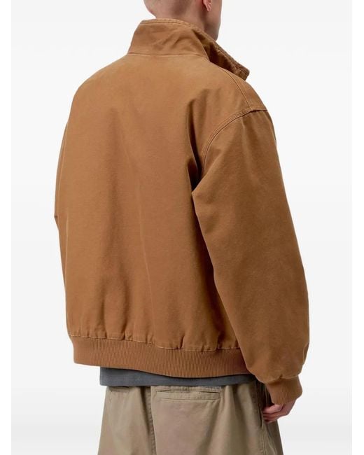 Carhartt Brown Ravon Logo-Patch Zip-Up Jacket for men