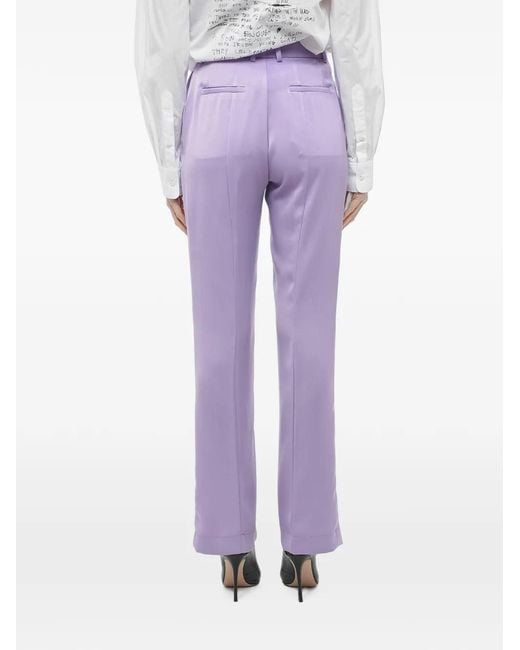 HEBE STUDIO Purple The Lover Satin Straight Pants