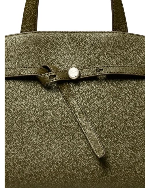 Tory Burch Green Pebbled-Leather Tote Bag