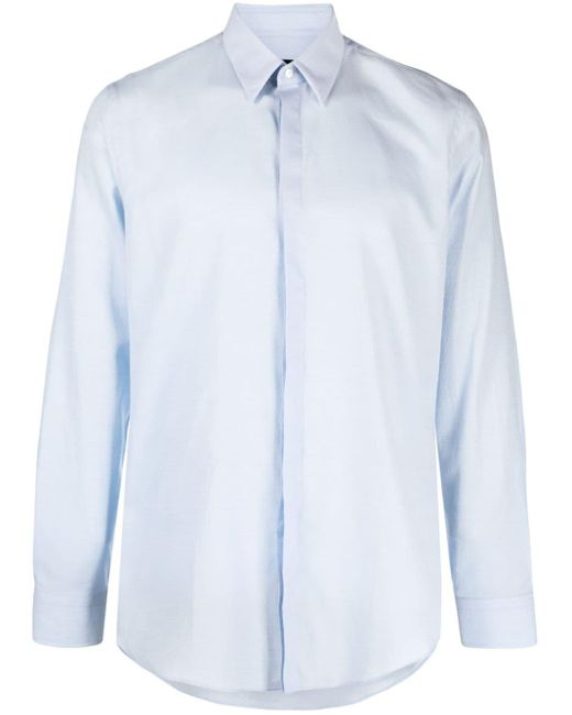 Fendi Blue Ff Monogram-jacquard Cotton Shirt for men