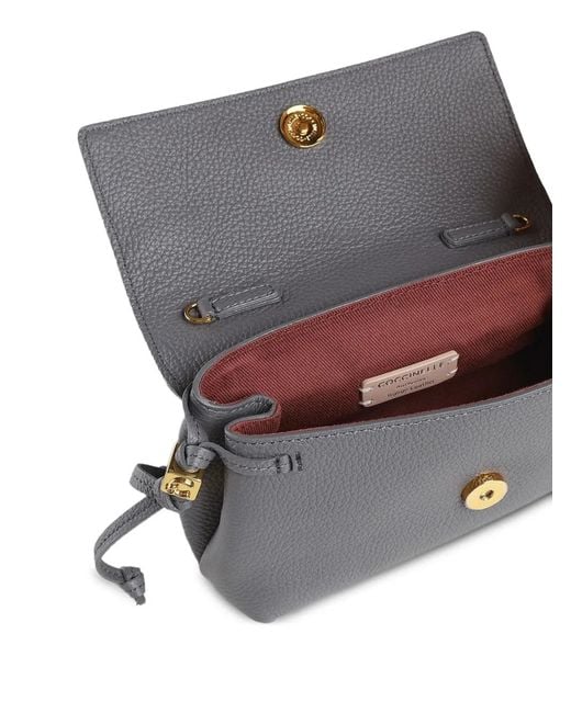 Coccinelle Gray Mini Thess Pebbled Leather Shoulder Bag
