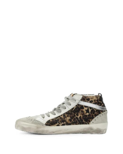 Golden Goose Deluxe Brand White Mid Star Leopard-Print Sneakers