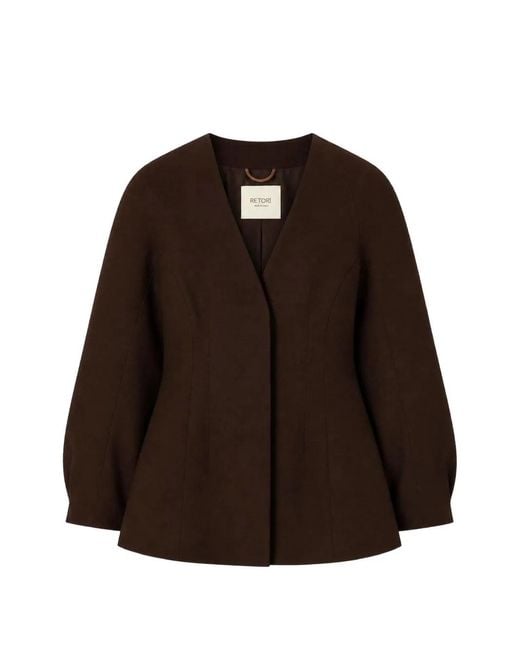 RETORI Brown Hourglass-Silhouette Single-Breasted Blazer