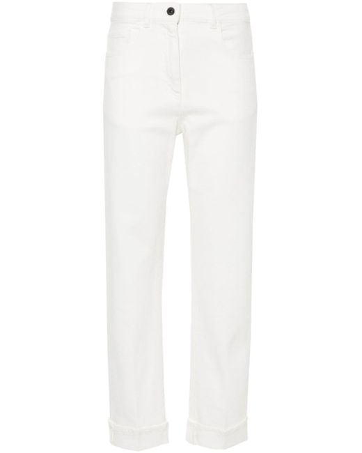 Peserico White Logo-plaque Tapered Jeans