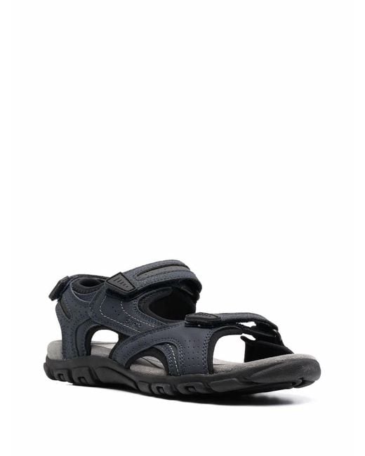 Geox Black Embossed-Logo Sandals for men