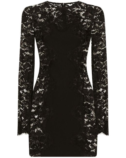 Dolce & Gabbana Semi-doorzichtige Mini-jurk Met Kant in het Black