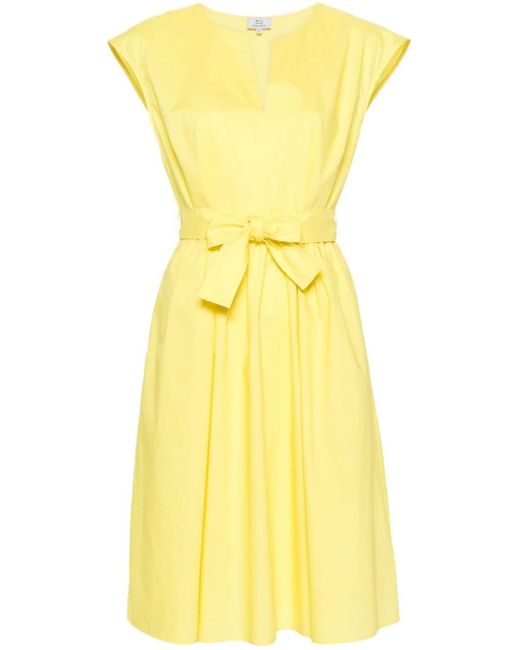 Woolrich Yellow V-neck Poplin Midi Dress