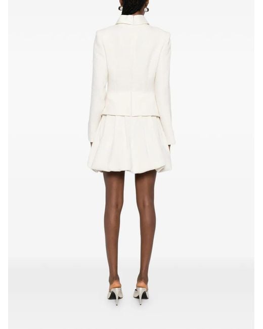 Self-Portrait White Mini Short Dress With Puffed Skirt And Jeweled Accents