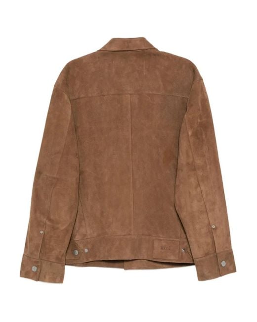AMI Brown Snap-Button Flap-Pocket Jacket