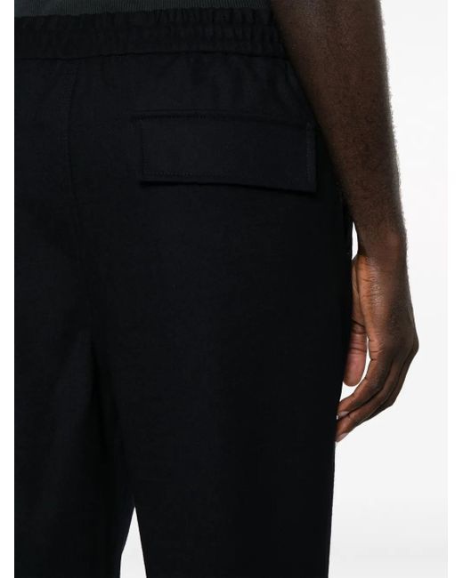 Etro Black Drawstring-Waist Wool Trousers for men