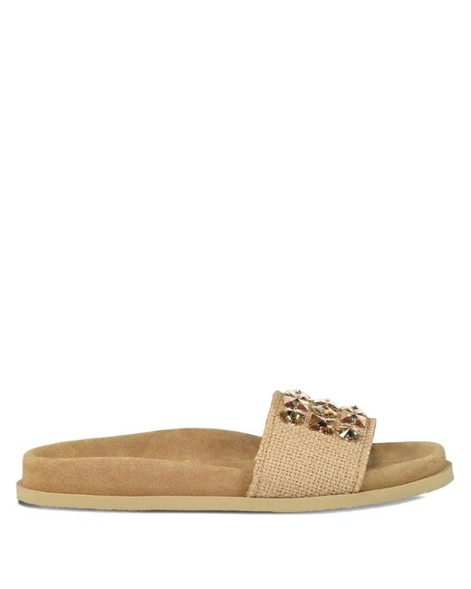Pedro Garcia White Dolomita Embellished Sandals