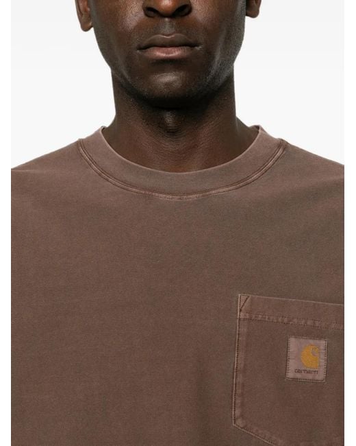 Carhartt Brown Logo-Patch Pocket T-Shirt for men