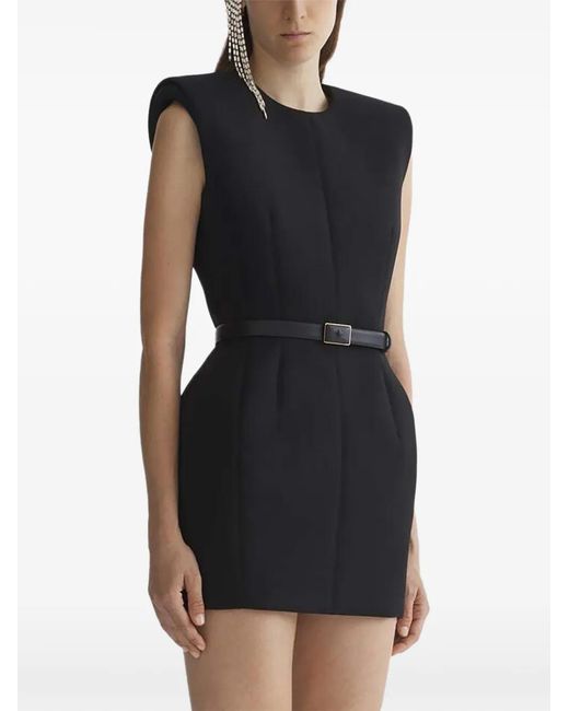 Mugler Black Structured Mini Dress With Padded Shoulders