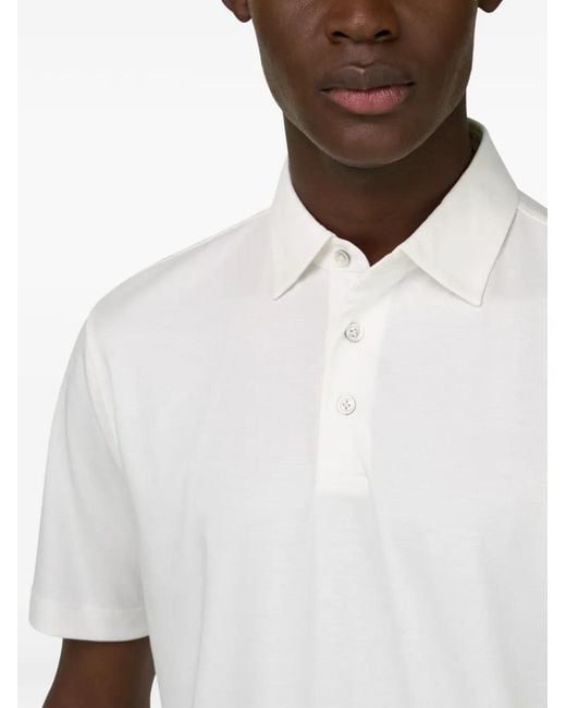 Boggi White Branded-Button Short-Sleeve Polo Shirt for men