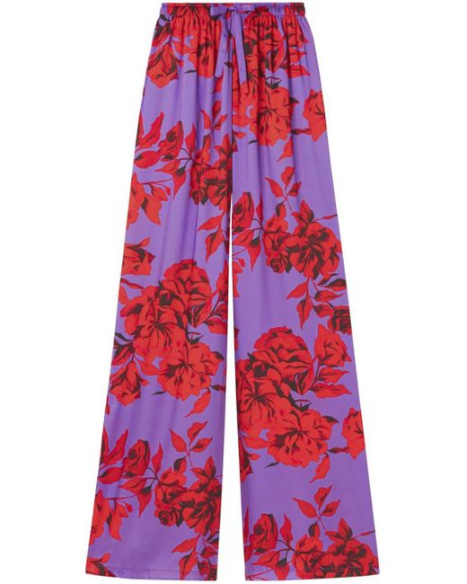 AZ FACTORY Red Hibiscus-print Palazzo Trousers