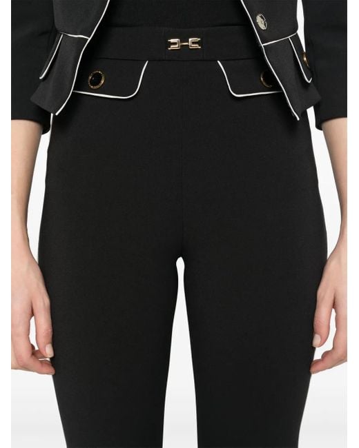Elisabetta Franchi Black Tailored Trousers With Piped-Trim Detailing