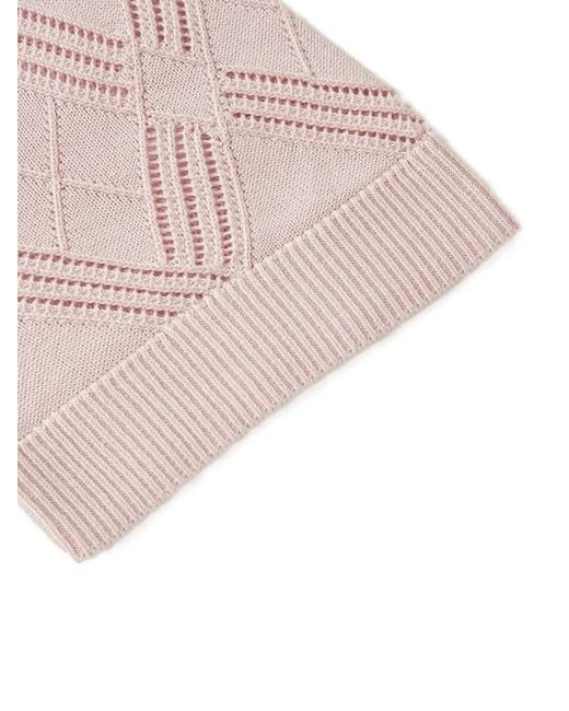 Shanghai Tang Pink Qipao Openwork-Knit Top
