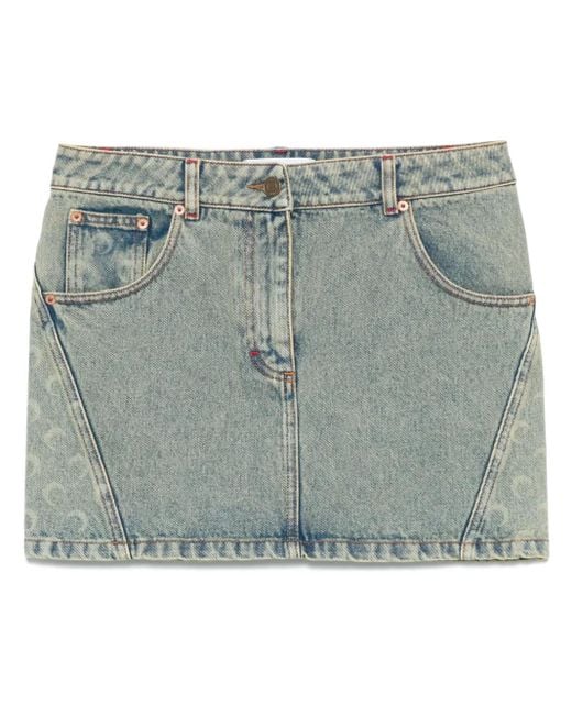 MARINE SERRE Blue Moon Laser Denim Mini Skirt