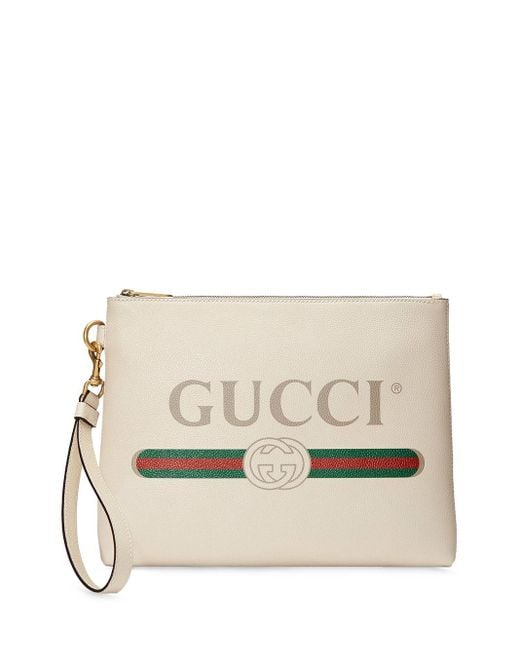 Clutch con stampa di Gucci in White da Uomo
