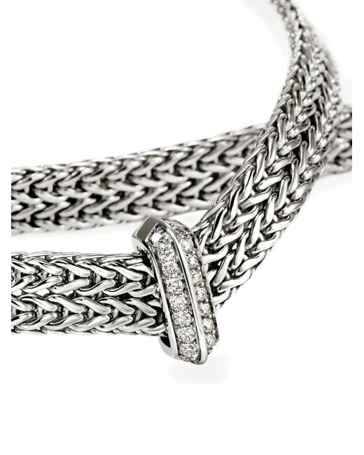 John Hardy White Sterling Icon Link Diamond Necklace
